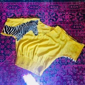 Mustard yellow blouse with zebra print